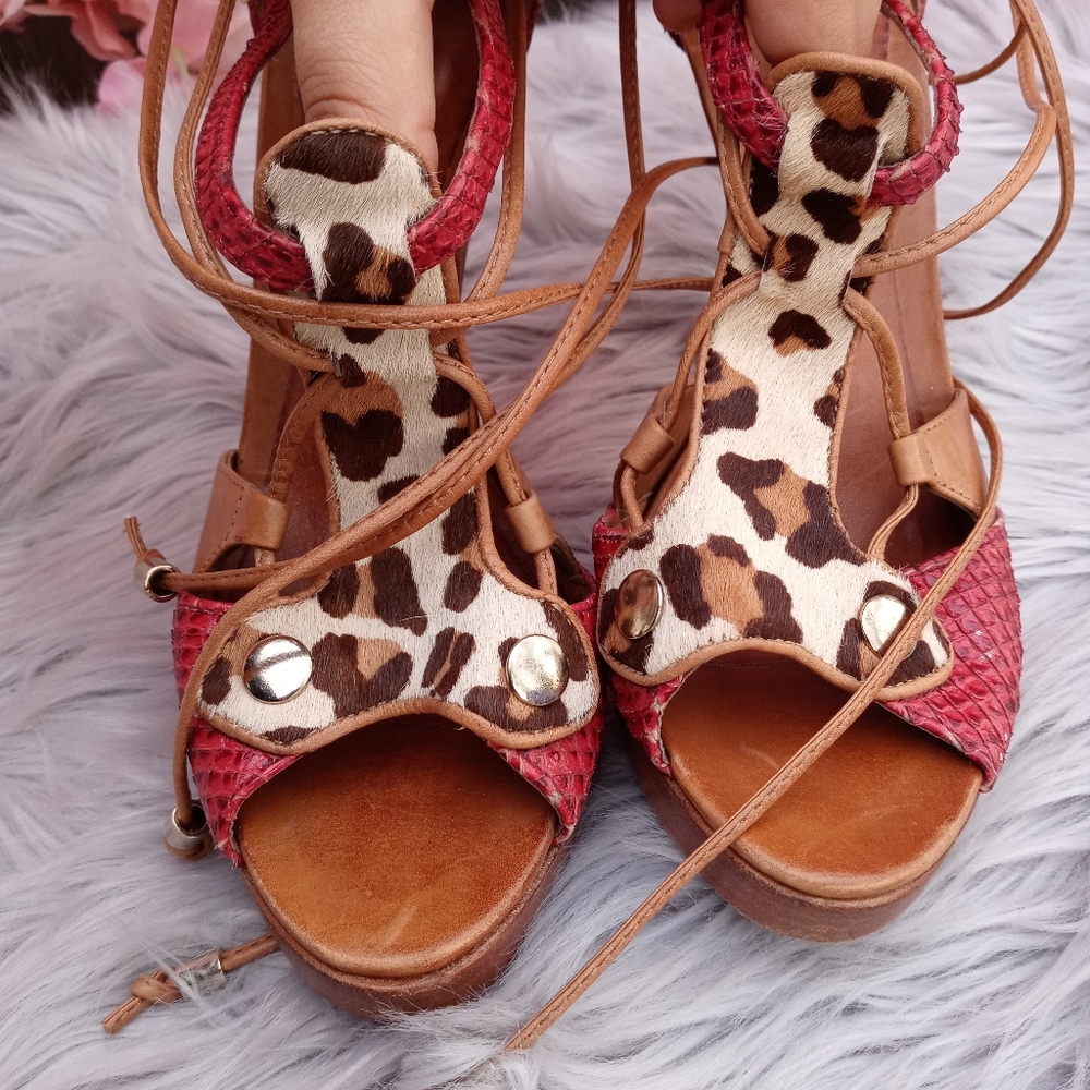Aldo strappy wood heels size39 - Picture 2 of 8